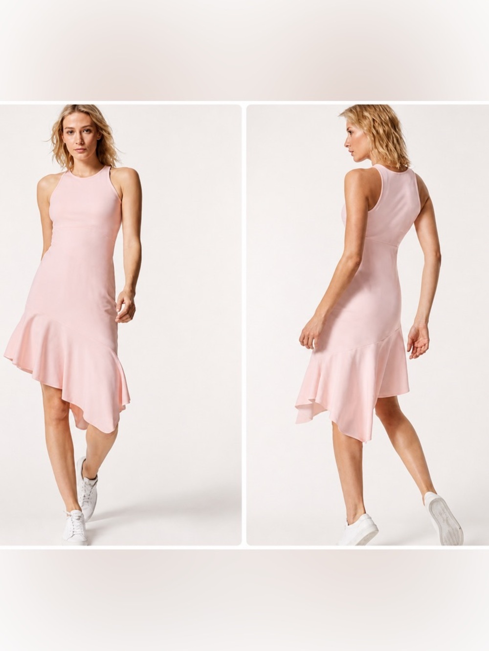 Carbon38 Womens Pink Sleeveless Waterfall Midi Dress Medium Asymmetrical Small